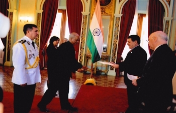 Ambassador of India, Shri Sanjiv Ranjan, presented his credentials to H.E. Mr. Horacio Manuel Cartes Jara, President of the Rep. of Paraguay